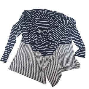 Suzanne Betro 1X‎ Striped Ombre Cardigan Sweater Blue White Flowy Open Front